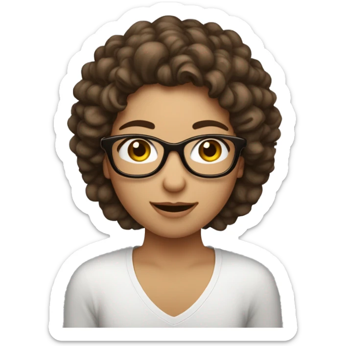 Fille au cheveux brun marie un grand homme au cheveux bouclés brun qui porte des lunettes  sticker