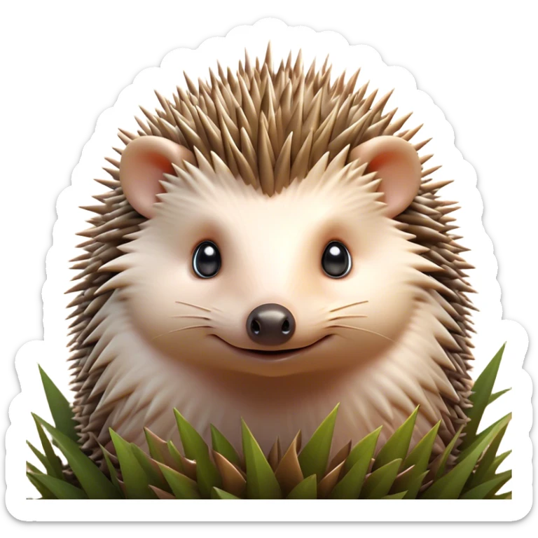 Cinematic Adorably Cute Hedgehog Portrait Emoji, Poised with a round, spiky yet cuddly body and bright, curious eyes peeking from beneath a soft array of quills, Simplified yet irresistibly adorable features, highly detailed, glowing with a warm, gentle forest glow, high shine, lively and endearing, stylized with an air of woodland cuteness, soft glowing outline, capturing the essence of a playful hedgehog that appears ready to scurry out of the screen with delightful charm! sticker
