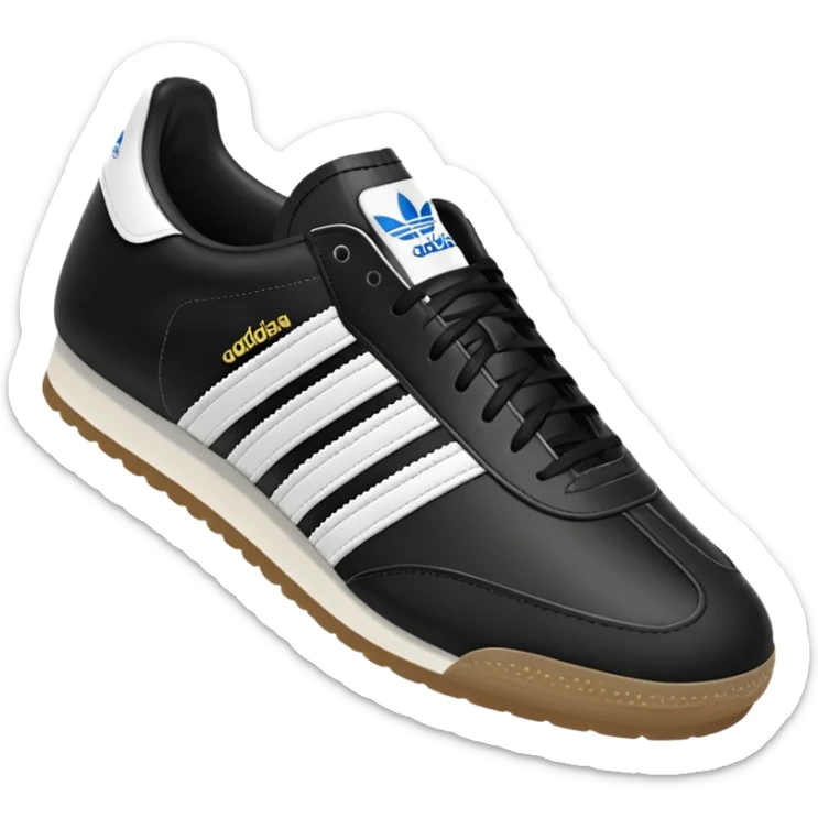 A pair of Adidas samba shoes in the color black and white sticker