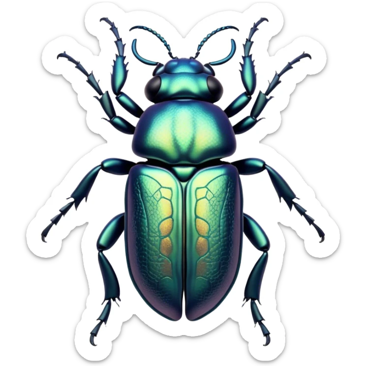 Beautiful and Majestic Beetle Portrait Emoji, Head and body rendered in serene repose with a gentle, content smile, showcasing a robust, intricately patterned exoskeleton with softly closed eyes in tranquil slumber, Simplified yet exquisitely endearing features, highly detailed, glowing with a soft, drowsy metallic light, high shine, relaxed and utterly noble, stylized with an air of timeless natural grandeur, soft glowing outline, capturing the essence of a beautiful and majestic beetle that embodies the refined strength of nature! sticker