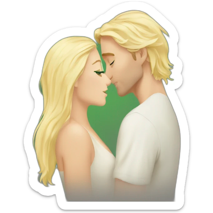 Tom felton kissing blond woman, with green eyes and very long hair sticker