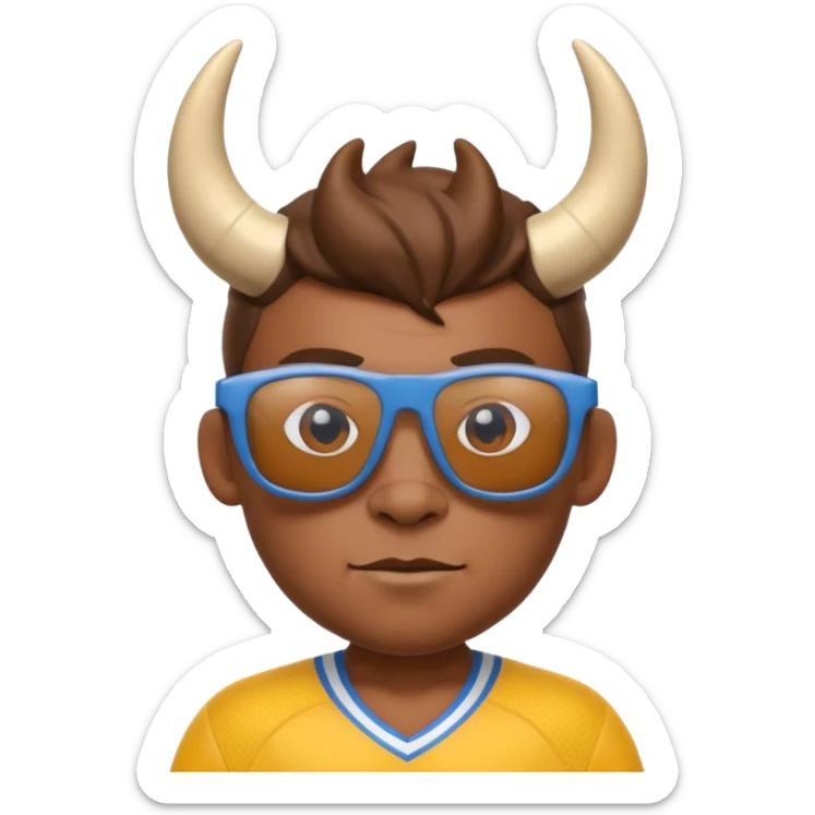 3D cartoon horned character portrait, wearing sunglasses, sports jersey, centered, clean background, no text, no watermark
 sticker