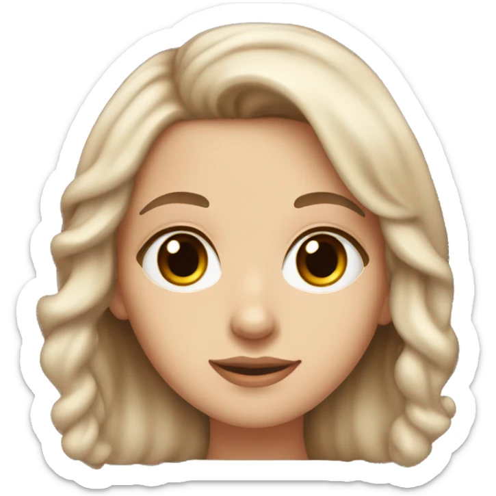 long chocolate brown haired white girl with stong cheekbones and brown eyes sticker