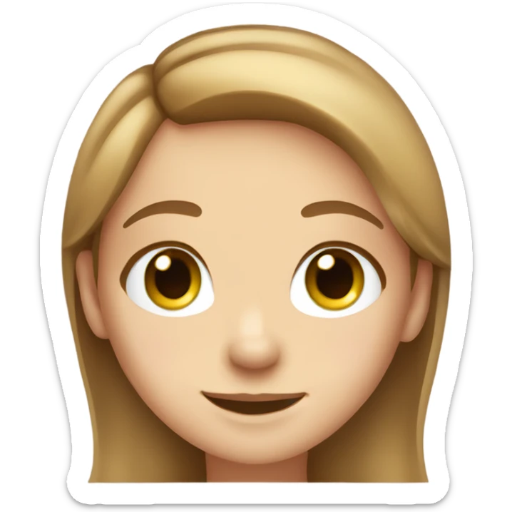 Cute girl smiling big with freckles and green eyes. Light brown hair sticker