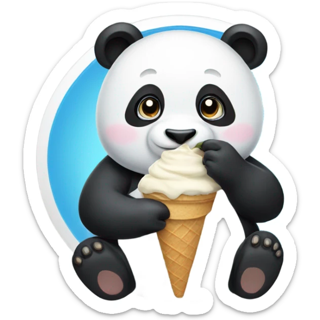 Panda eating ice cream sticker