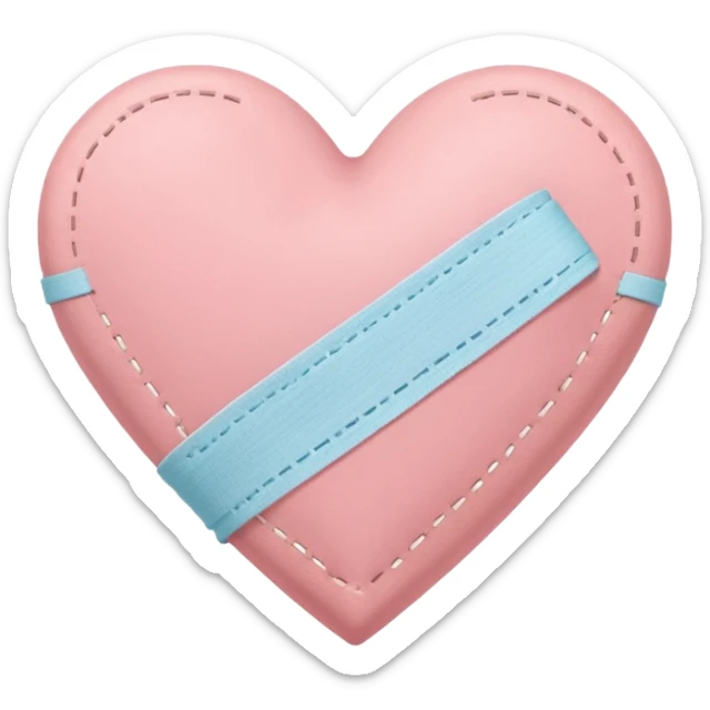 A minimalist pastel illustration of a heart with a bandage, inspired by the ❤️‍🩹 emoji. Soft pastel colors — dusty pink sticker