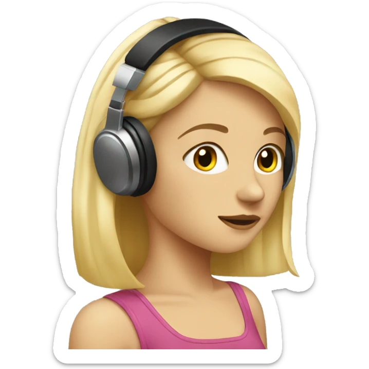 Blonde girl listening to music with earphones sticker