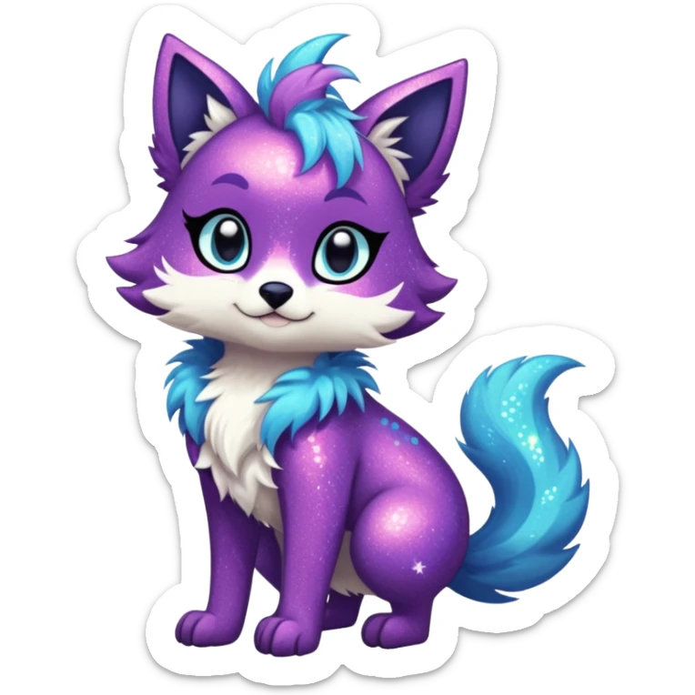 Cool cute Kawaii edgy fantasy animal sparkle fursona Fionbri by griffsnuff & LiLaiRa & Falvie full body sticker