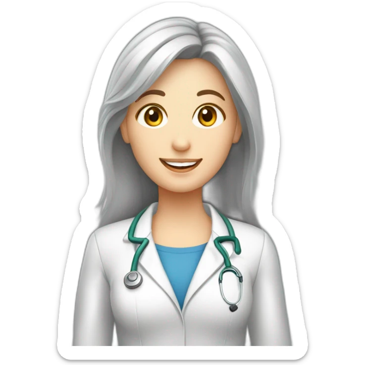 Crea un avatar de medio cuerpo de una nutricionista rubia con ojos grandes y de color gris, cara fina, pelo largo, empieza por ahí y vamos refinando el resultado  sticker