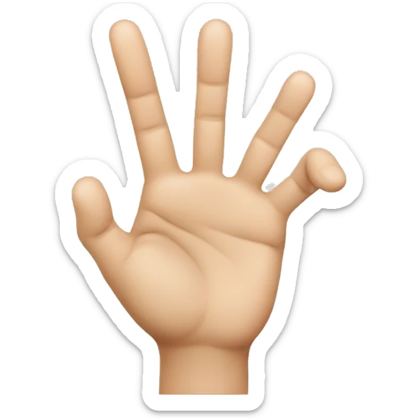 a hand with 3 fingers up, the thumb, pointing finger and middle finger are all up sticker