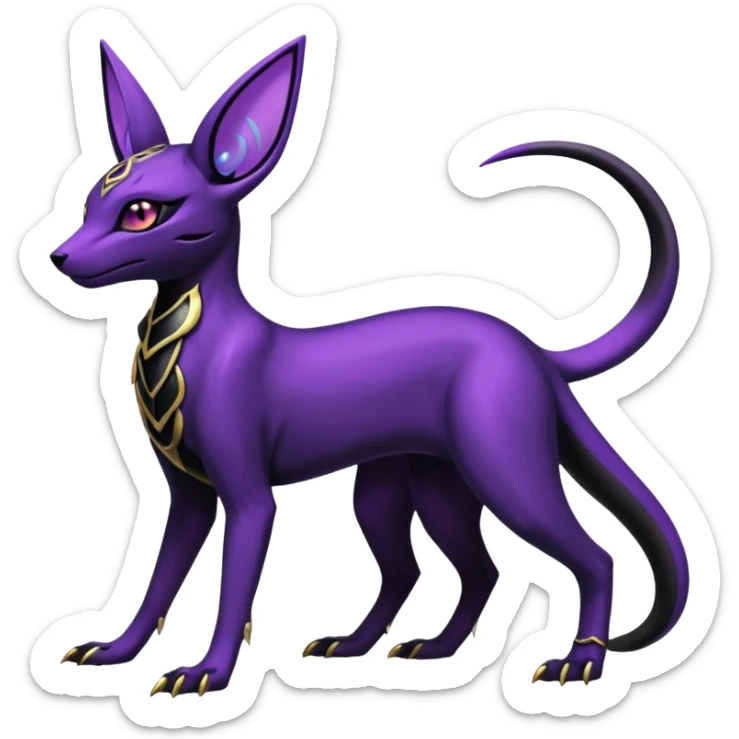 Shiny Dark Edgy Gothic Gloomy Futuristic Salandit-Umbreon-Espeon-Anubis-Hybrid (Full body) sticker