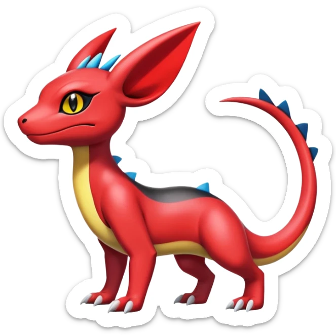 Cute Shiny Guilmon-Quilava-Salandit-Umbreon-Fakémon-hybrid-creature (full body)  sticker