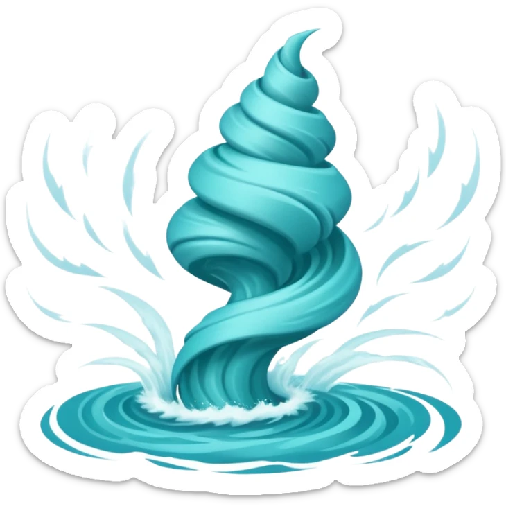Swirling tornado coming out of the water mark the colur teal with arms and legs coming out the side in a storm sticker
