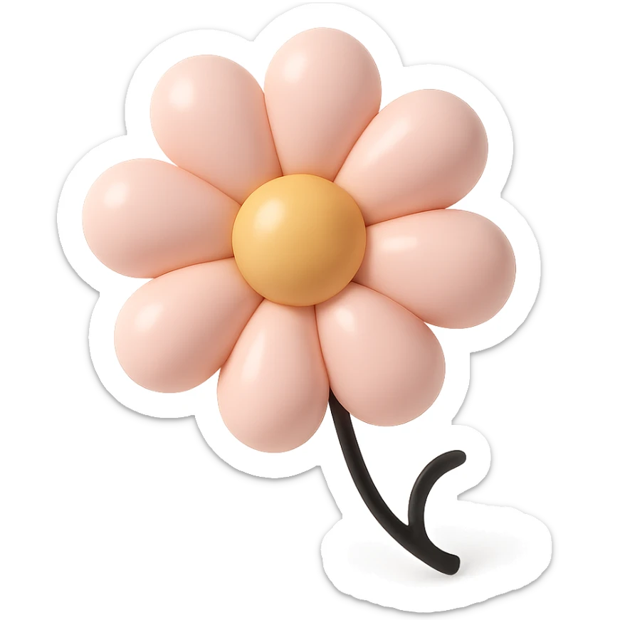 daisy flower in balloon style with pastel colors sticker