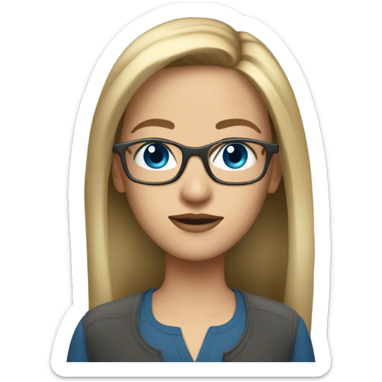 diana dark blonde straight hair, blue eyes, glasses  sticker