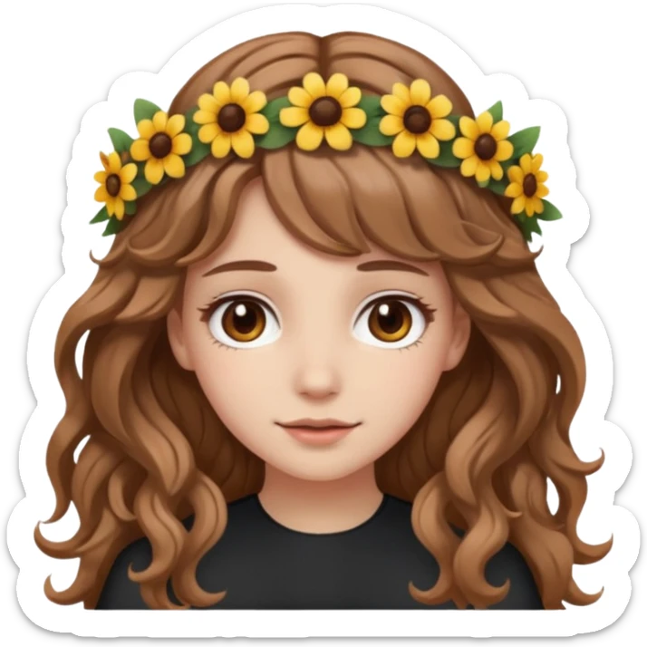 aesthetic white girl with light brown long wavy hair and brown eyes sticker
