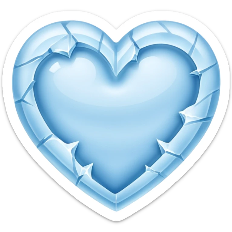 a flat heart that appears to be chiseled from a block of ice. Frost seems to grow on it sticker