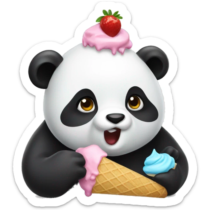Panda eating ice cream sticker