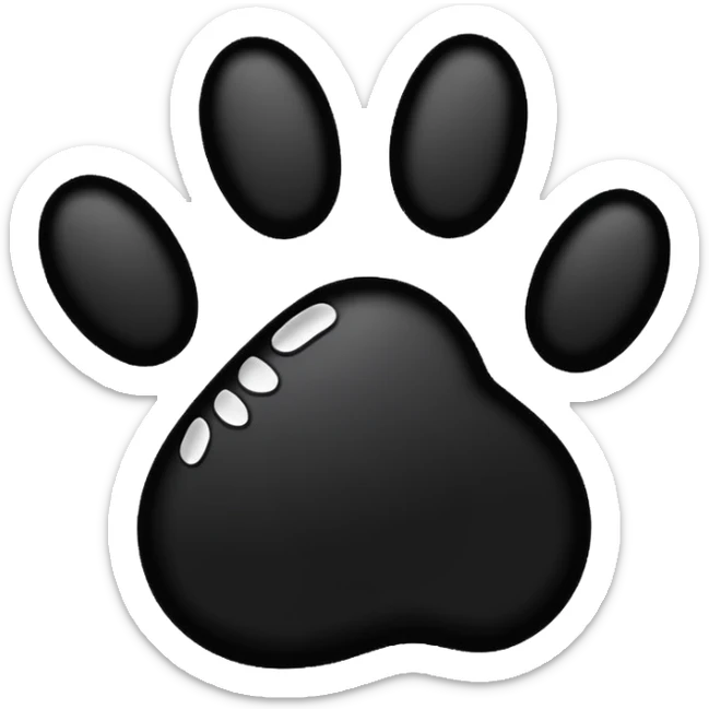 A drawn black paw, its not collered in and it is only the pawprint sticker