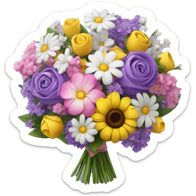 Beautiful bouquet of flowers purple pink white yellow sticker
