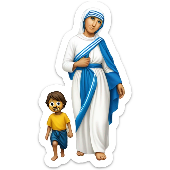 Mother Teresa and Virgin Mary are with us
Barefoot, as if on a blade, walked on the ground sticker