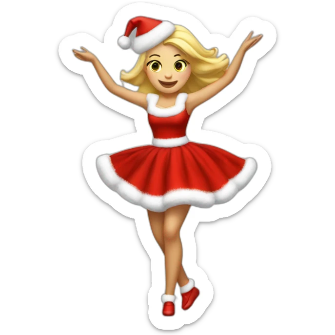 dansing blonde woman in christmas dress full body sticker