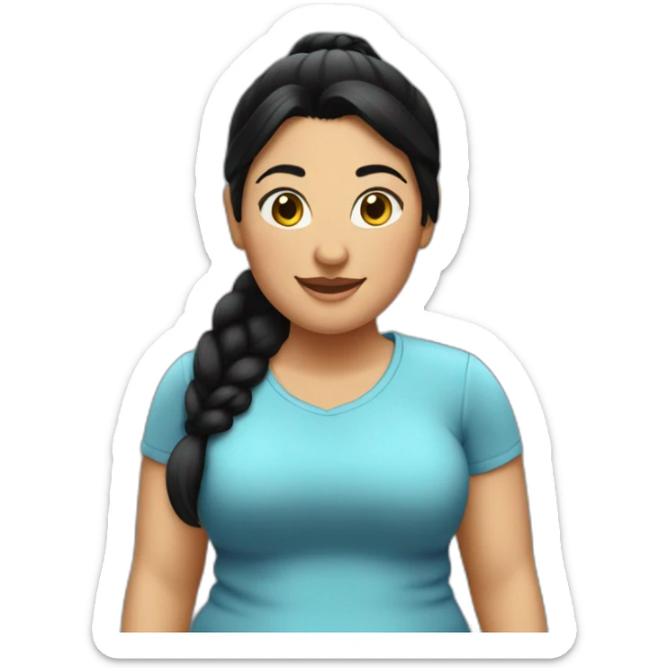 a-fat-woman-with-black-hair,-with-a-ponytail,-happy,-black yes sticker