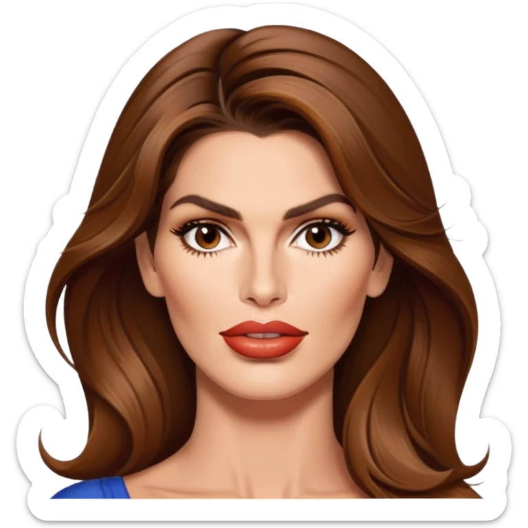 Cindy Crawford supermodel with beauty mark above her lip, brown hair sticker