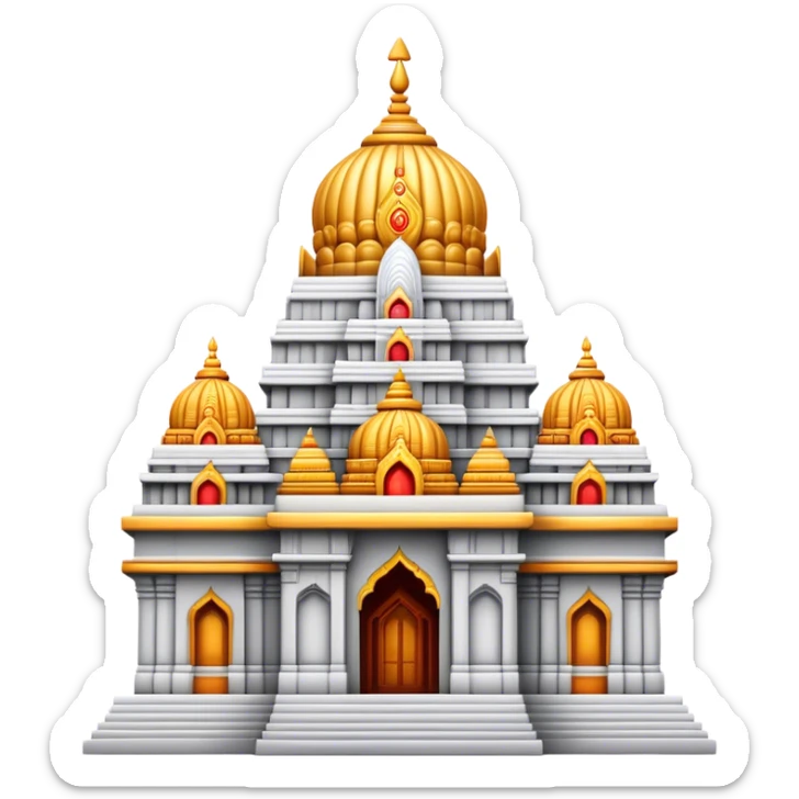 Cinematic Realistic Tirupati Balaji Temple Landmark Emoji, depicted with intricate carvings and spiritual aura rendered with lifelike detail and radiant, divine lighting. sticker