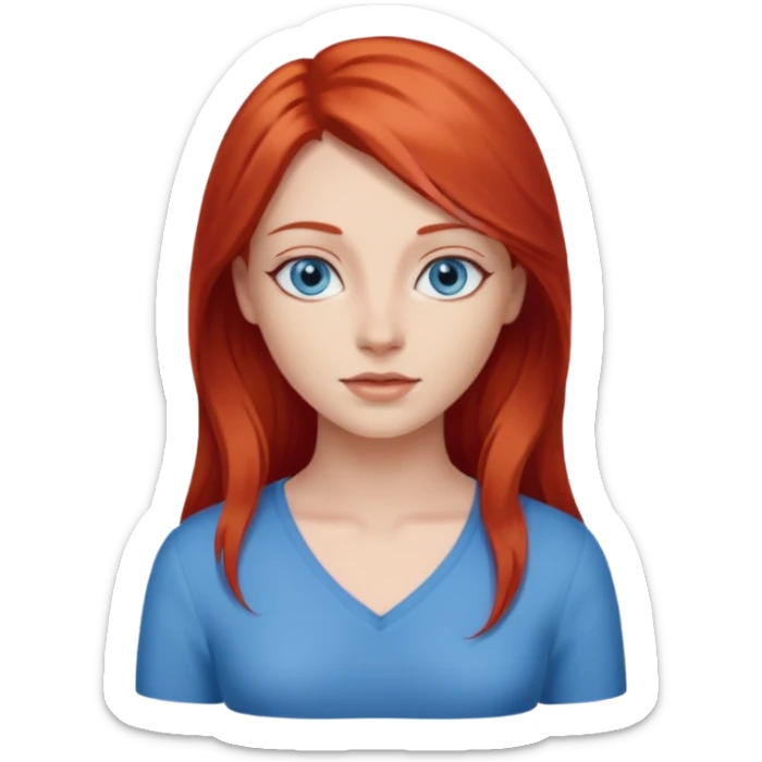woman with middle to long red hair, blue eyes, fair skin sticker