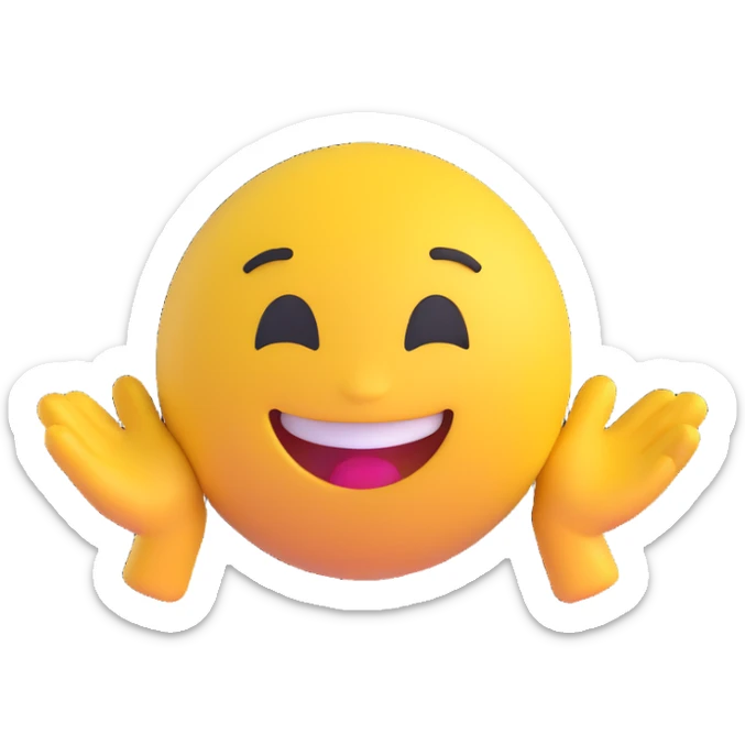 3D emoji of a joyful and expressive person in the 'Enjoy' style, inspired by reference photo sticker