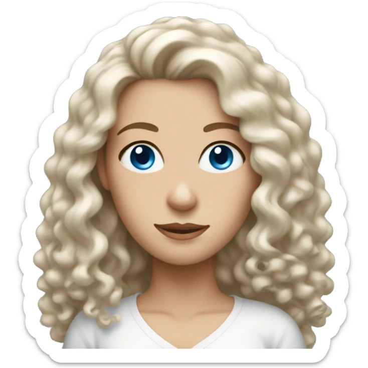 Blue-eyed White brunette woman with long curly hair  sticker