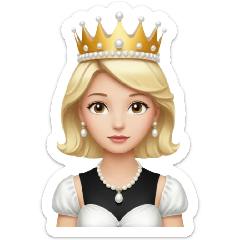 Blonde Elegant blonde princess with white gloves and pearl necklace, wearing crown.
 sticker