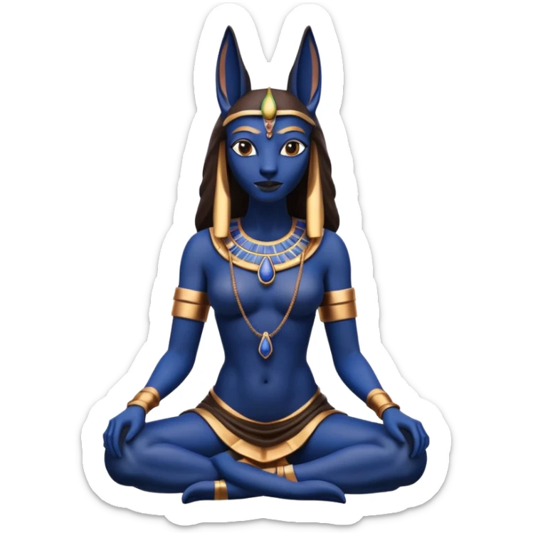 Proud Black, lapis rose gold, and woman anubis floor statue posed  sticker