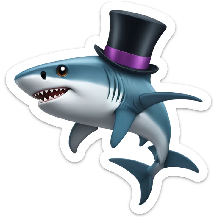 Shark with a top hat sticker