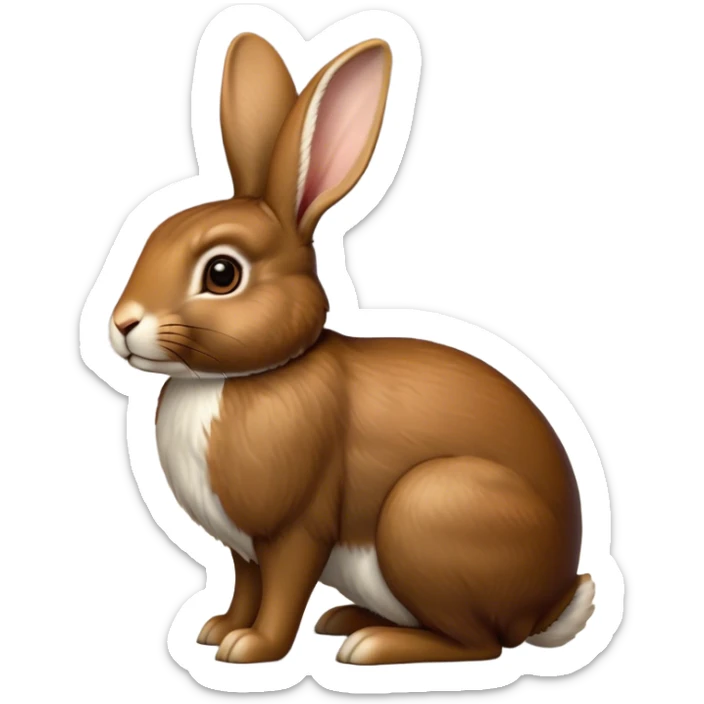 Cinematic Noble Brown Rabbit Portrait Emoji, Poised and regal, with a sturdy, compact build and a rich, velvety brown fur, long, alert ears and deep-set soulful brown eyes, Simplified yet sharp and sophisticated features, highly detailed, glowing with a warm, dignified glow, high shine, intelligent and gentle, stylized with an air of rustic elegance, focused and attentive, soft glowing outline, capturing the essence of a watchful and confident companion, so majestic it feels as though it could hop out of the screen with effortless authority! sticker