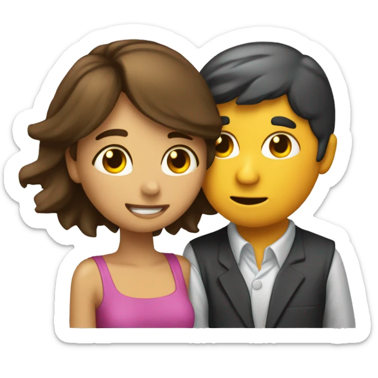 Chica dando porras a su novio que está haciendo tarea ambos son morenitos  sticker