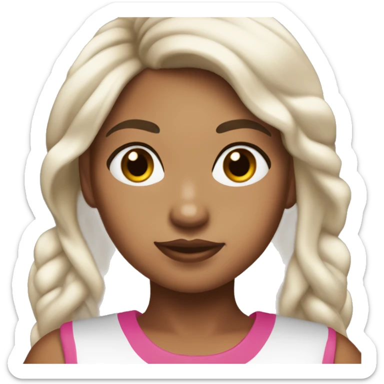 samoam girl with lighter tanned skin and pink lips and dark brown hair sticker