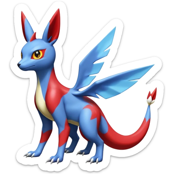  Cute Shiny Exotic Colorful Guilmon-Latias-Koraidon-Umbreon-Fakémon-hybrid-creature (full body)  sticker