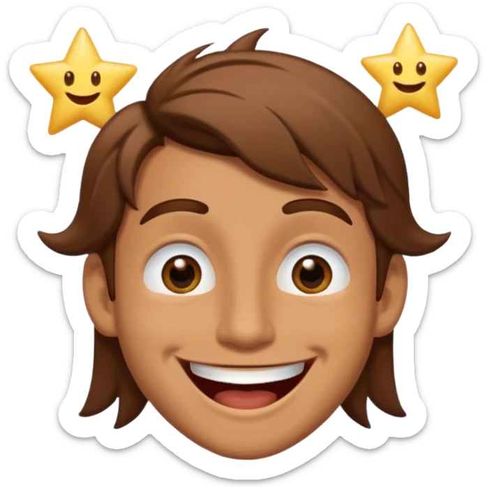 Color de piel moreno los ojos ke sean de estrella riéndose y pelo café hombre  sticker