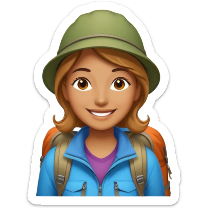 woman hiking in the woods in the sunshine sticker