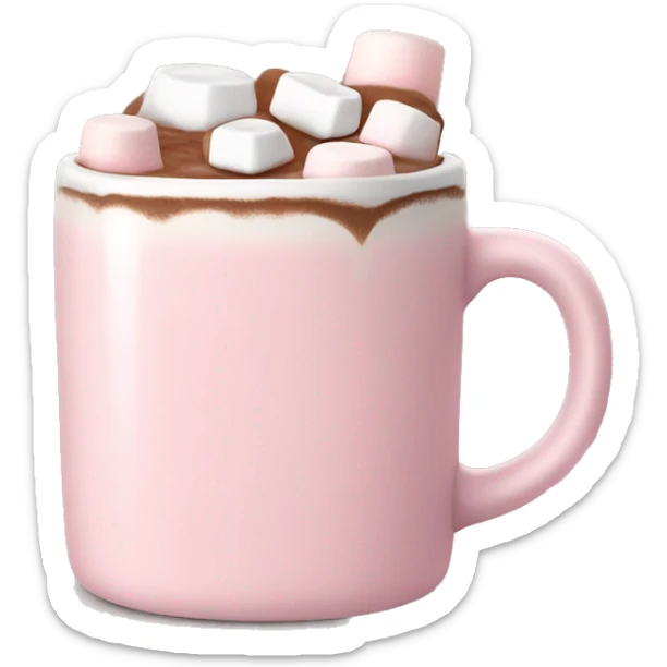 Light Pink mug of hot chocolate with marshmallows  sticker