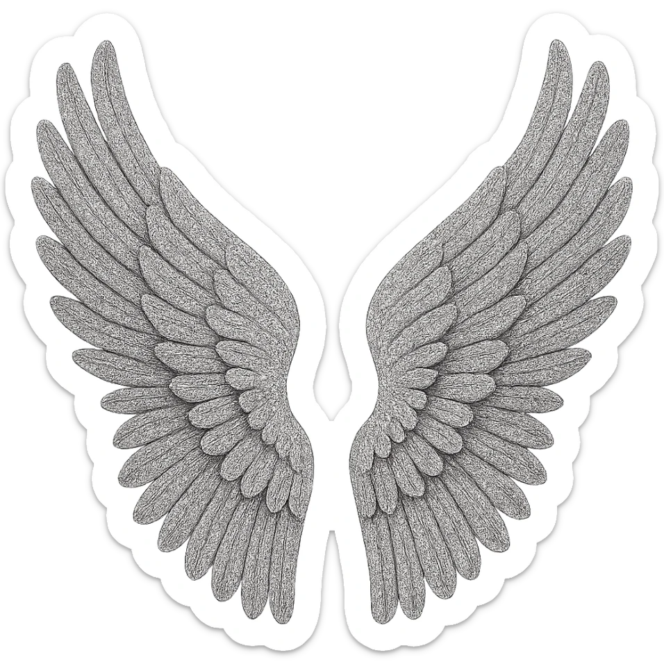 Silver glitter wings, remove background sticker