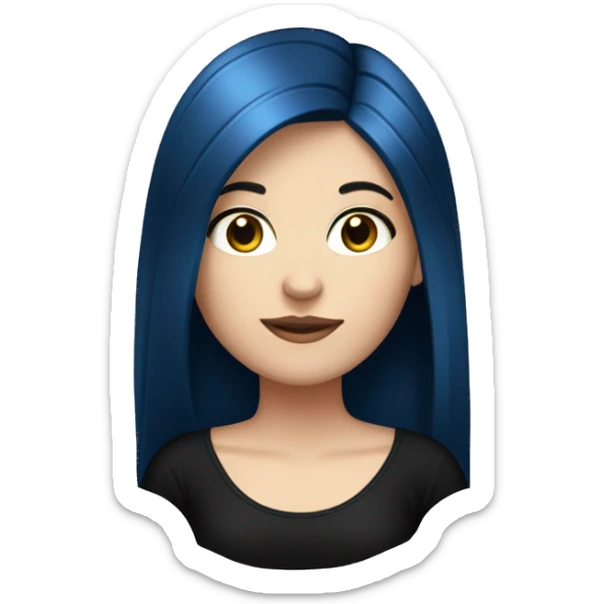 white girl with long straight dark blue hair wearing black top sticker