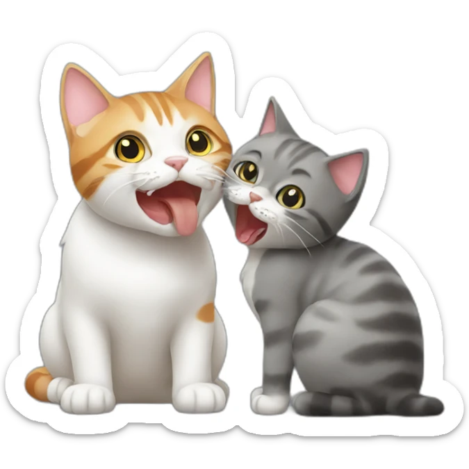 cat licking cat sticker