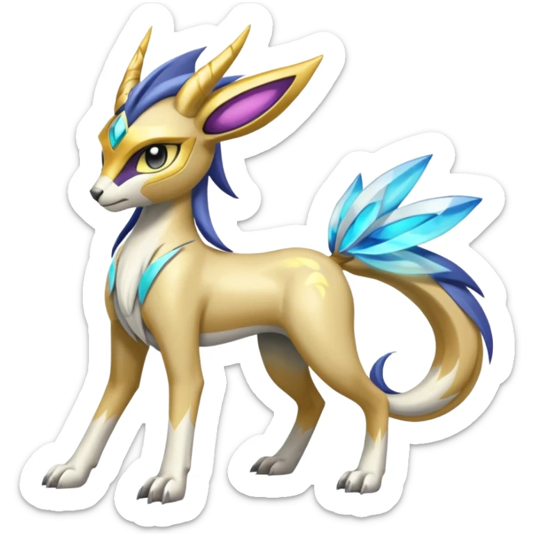 Colorful Futuristic Meloetta-Manectric-Solgaleo-Raikou-Pokémon-Digimon-Fakémon-fusion-hybrid-creature sticker