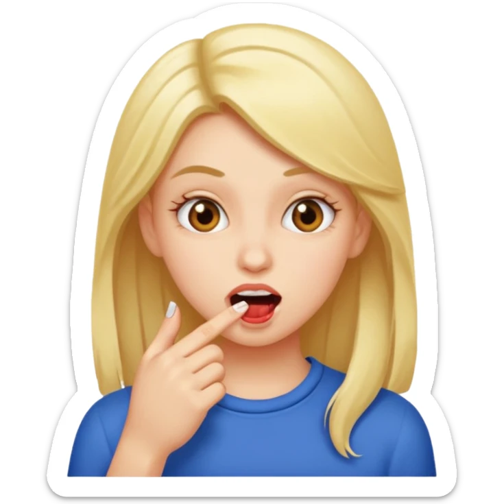 Una chicamordiendose la uña de la mano sticker