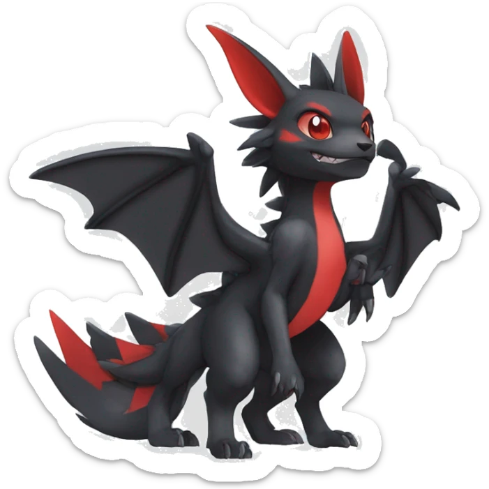 Anthro Cute cool black red nargacuga animal hybrid Fakemon full body sticker