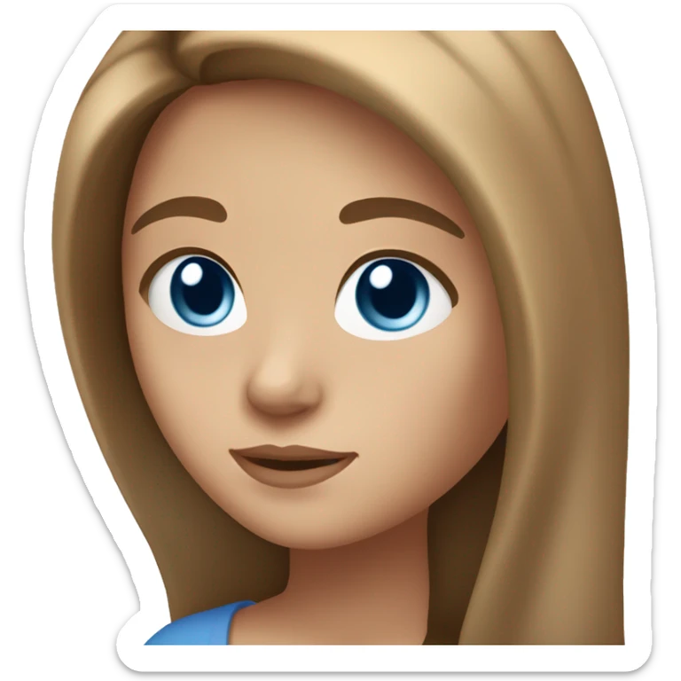 Girl with light darker hairbrown brown long hair, blue eyes, and peachy skin  sticker