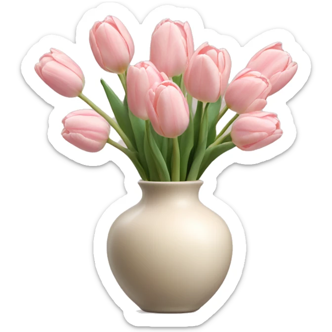 Pale blush pink tulips in vase sticker